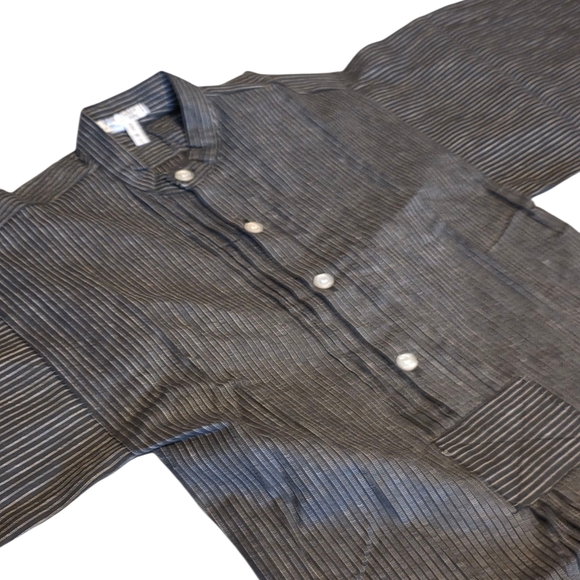 Black & White Pinstrip 3/4 Sleeve Minimilist Maxi Cotton Dress Size 2 - Picture 2 of 5